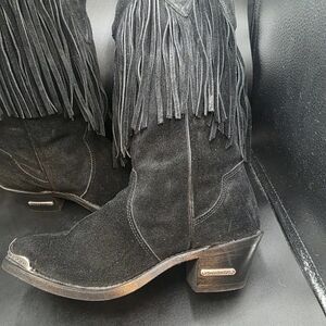 Harley-Davidson Black Suede Fringe Boots